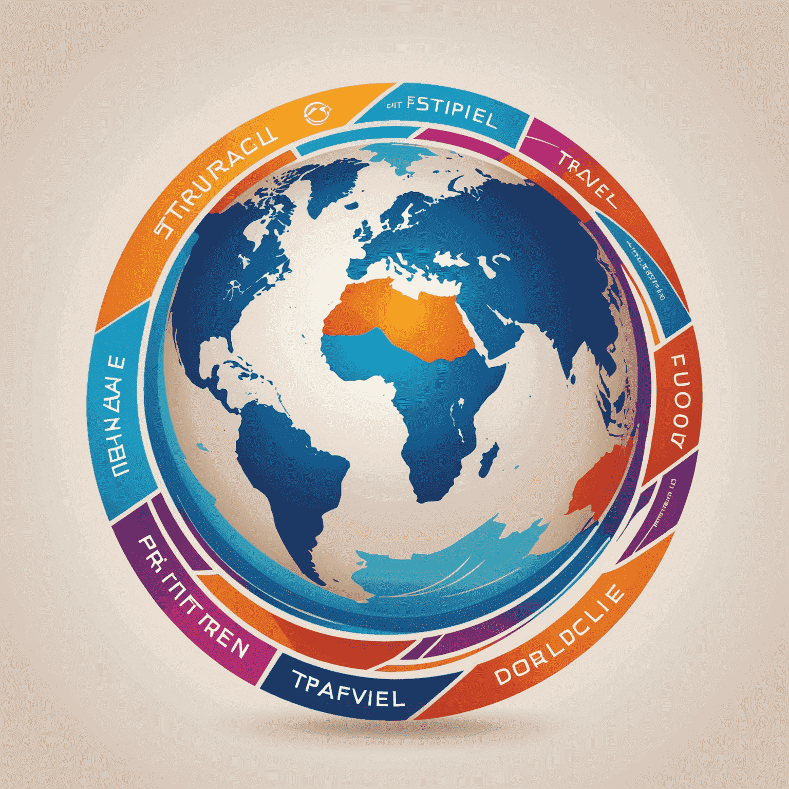 First Travel Group logo featuring a stylized globe with vibrant colors representing different travel destinations