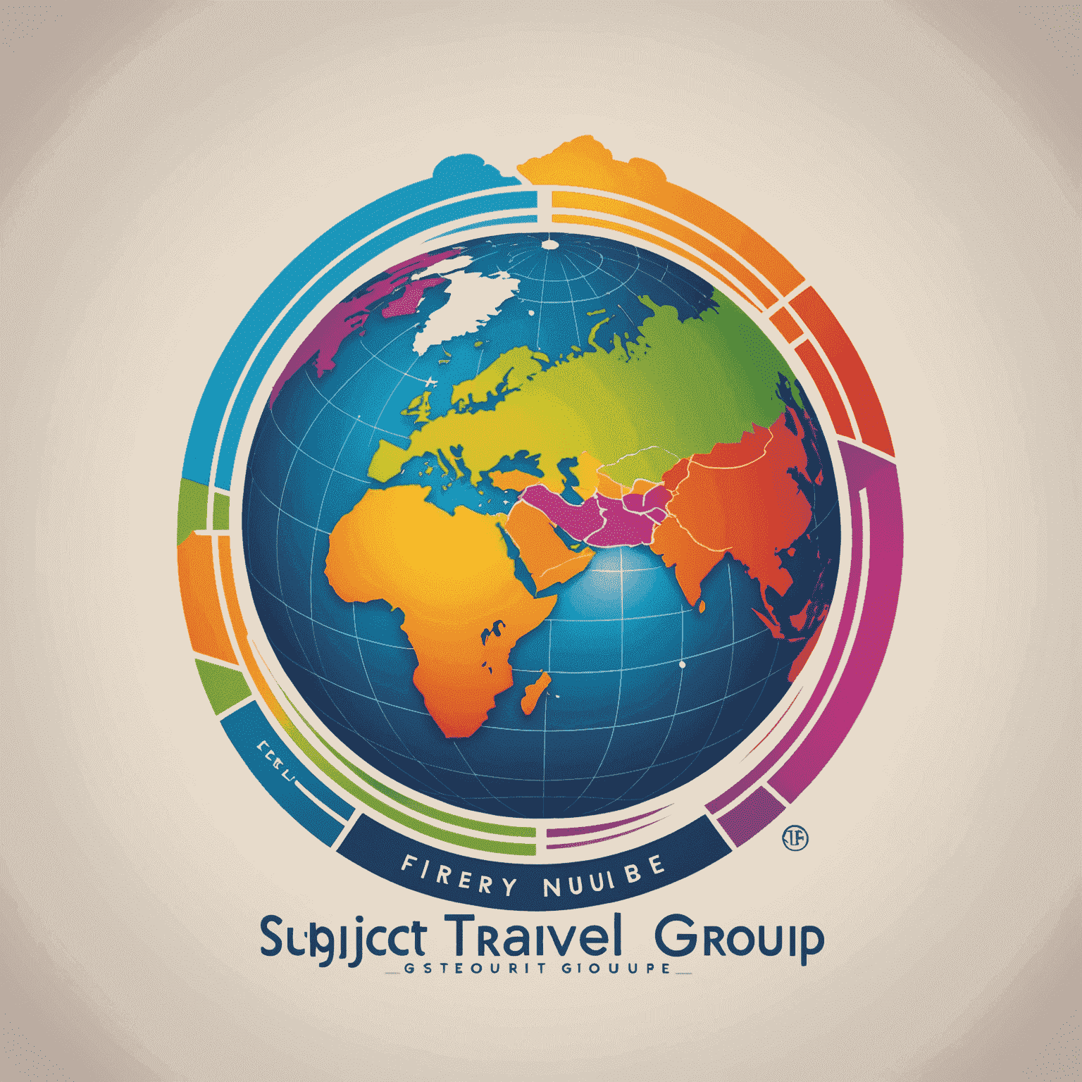 First Travel Group logo featuring a stylized globe with vibrant colors representing different travel destinations