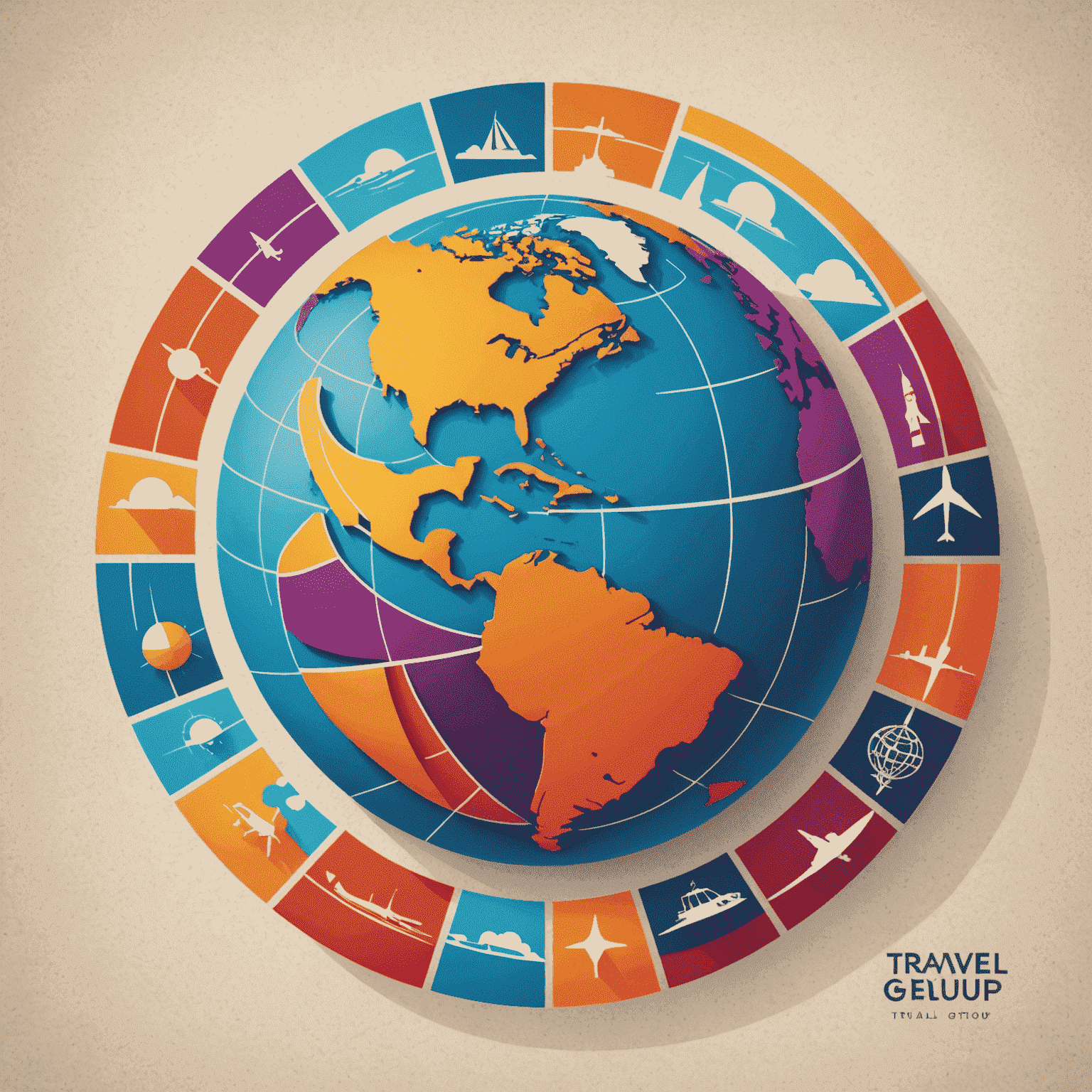 First Travel Group logo featuring a stylized globe with vibrant colors representing different travel destinations