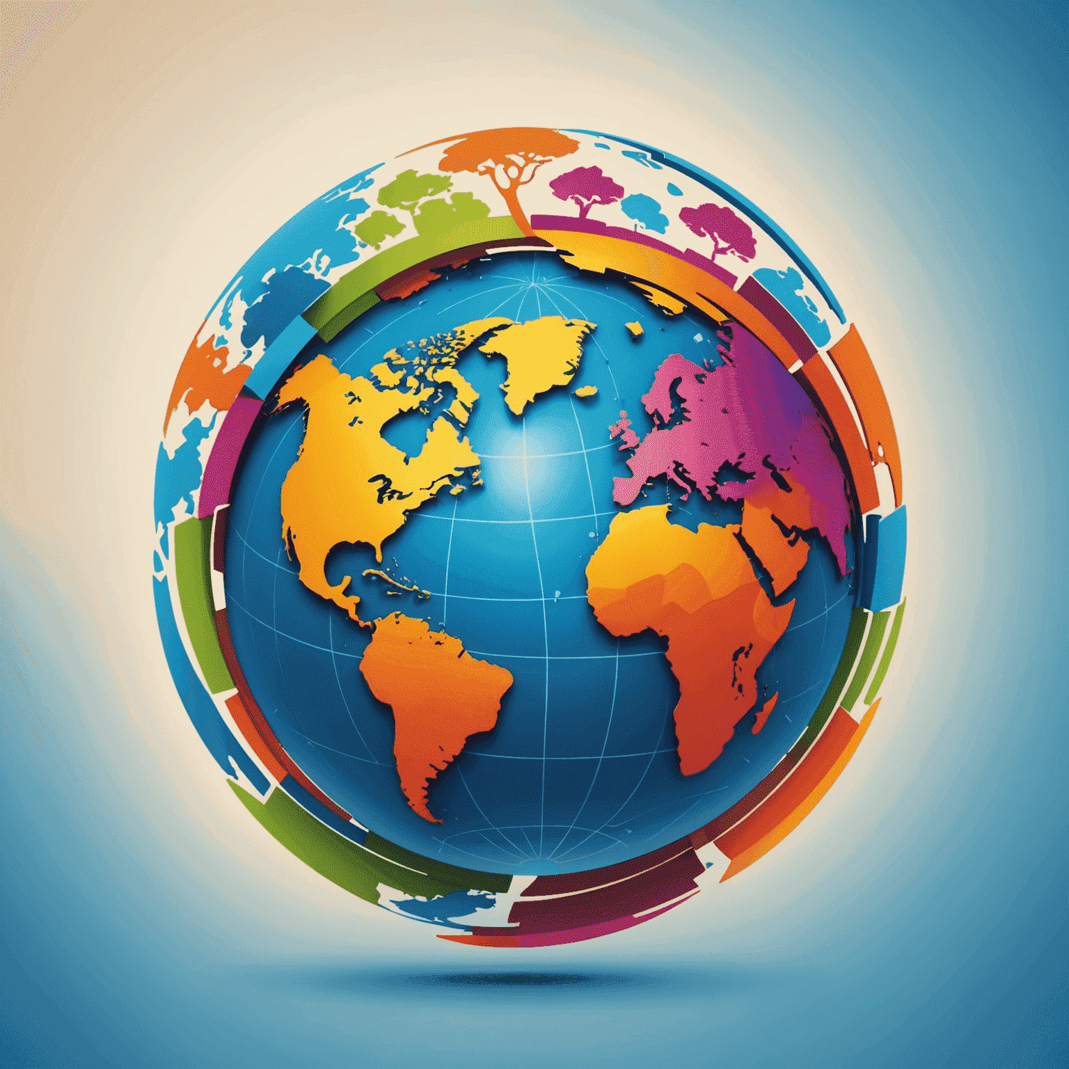 First Travel Group logo featuring a stylized globe with vibrant colors representing different travel destinations
