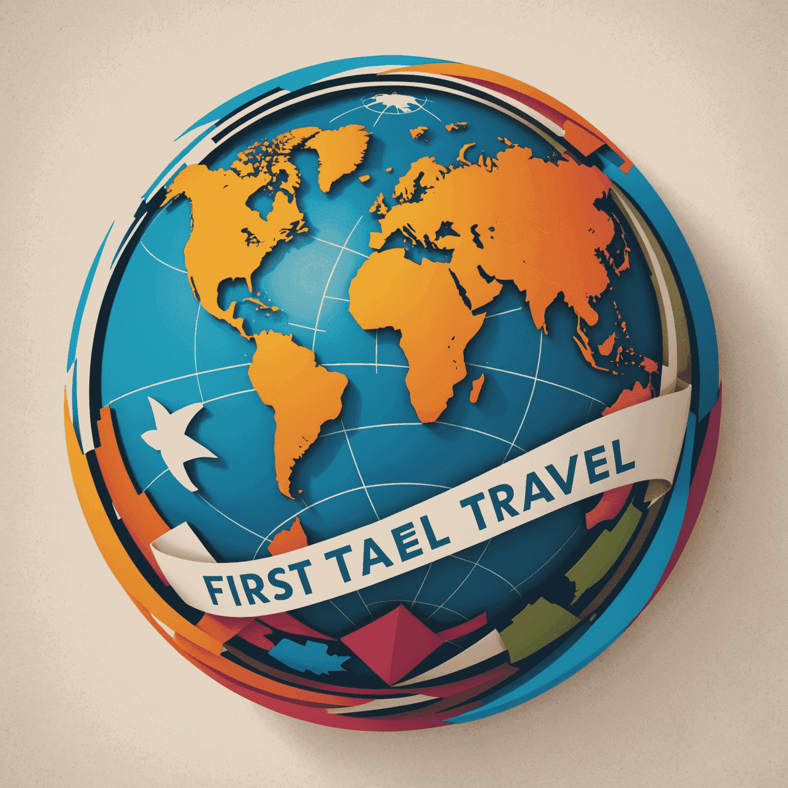 First Travel Group logo featuring a stylized globe with vibrant colors representing different travel destinations