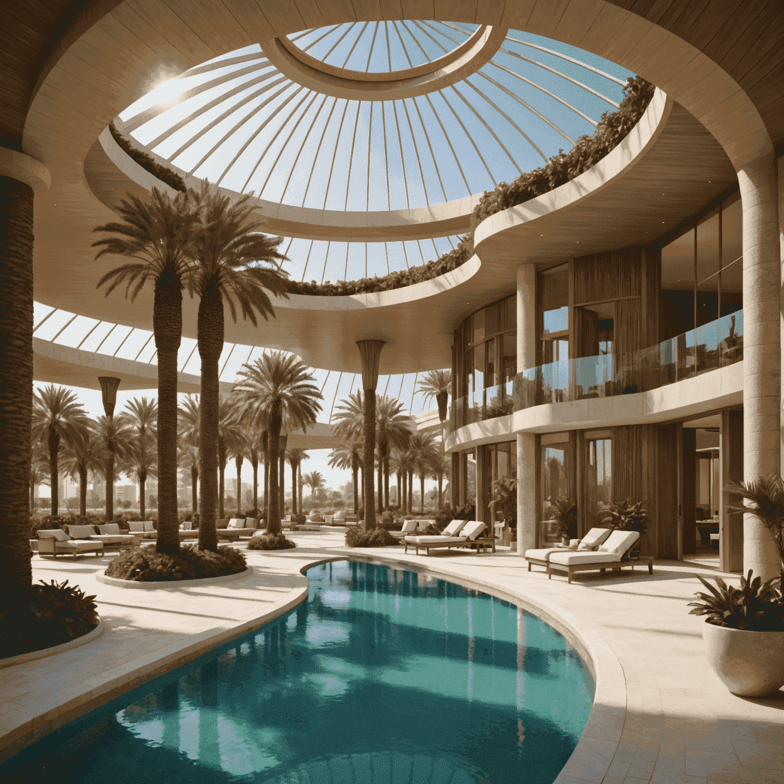 Images of eco-friendly initiatives in Abu Dhabi, such as solar-powered hotels and protected wildlife areas