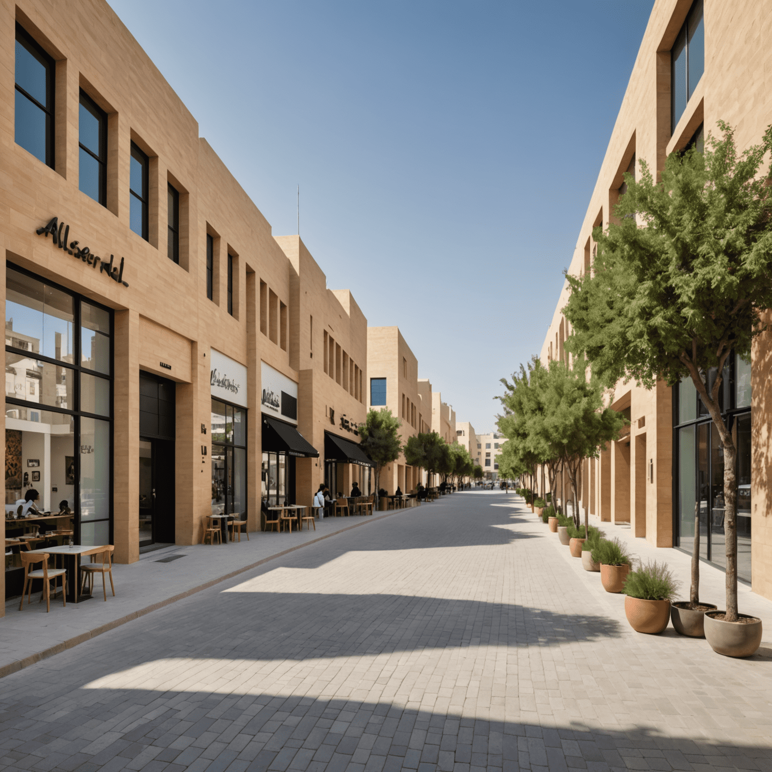 Street view of Alserkal Avenue with contemporary art galleries and hip cafes